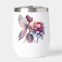 Fairy Holding an Over-sized Flower Personalized Thermal Wine Tumbler