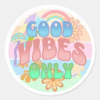 Good Vibes Only | Retro Vintage  Classic Round Sticker