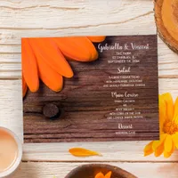 Rustic Orange Daisy Country Western Wedding Menu