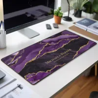 Elegant Purple Gold Agate Geode Business  Desk Mat