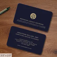 Elegant Gold Justice Scale Emblem Business Card