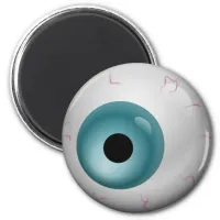 Aqua Blue  Bloodshot Zombie Eyeball Halloween Magnet