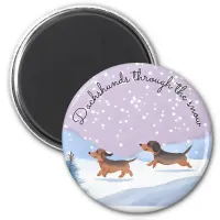 Dachshunds Snow Cute Christmas Sausage Dogs Doxie Magnet