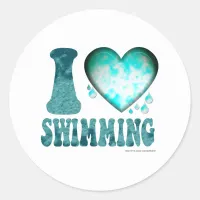 I Love Swimming Classic Round Sticker