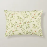 Delicate Greenery Cream n Blush Botanical Pattern Accent Pillow