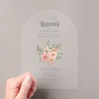 Watercolor Bouquet Wedding Blush ID654 Acrylic Invitations