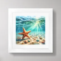 Coastal Beach Under the Sea Starfish Ocean  Framed Art