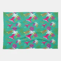 Caribbean Vibes Bright Hummingbird Pattern Kitchen Towel