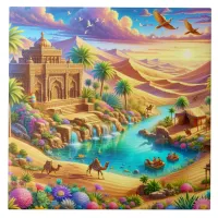 Fantasy Celestial Ancient Desert Oasis | Ceramic Tile