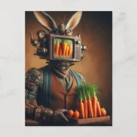 Funny Steampunk Rabbit With Carrots Postcard