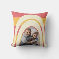 Retro Stripes Arches Pink and Mustard Photo Throw Pillow