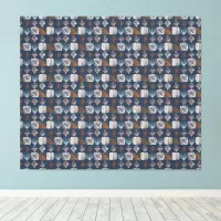 Bold Caribbean Tribal Mudcloth: Navy Blue, Boho Canvas Print