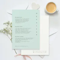 Simply Chic Wedding Details Sea Glass ID1046 Enclosure Card