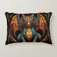 Cute Dragon Stained Glass Mosaic Design Accent Pillow