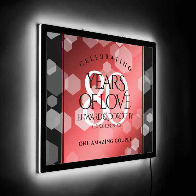 Elegant 80th Ruby Wedding Anniversary Celebration LED Sign