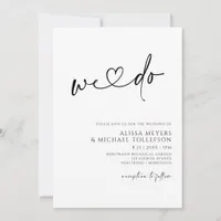 Modern Minimalist Handwriting Heart Wedding Invitation