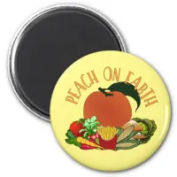 Peach on Earth Funny Christmas Pun Magnet