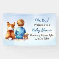 Baby Boy and his Corgi Puppy Baby Shower Banner