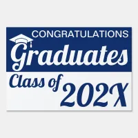 12" x 18" Blue and White Congrats Graduates Yard Sign