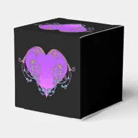 Elegant, Romantic Purple Heart with Flourish Favor Boxes