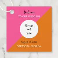 Geometric Pink Orange Wedding Welcome Favor Tags