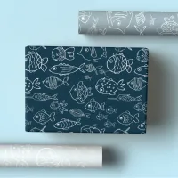 Coastal Blues Cute Ocean Fish  Wrapping Paper Sheets