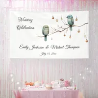 Rustic Woodland Love Birds Celebration Banner