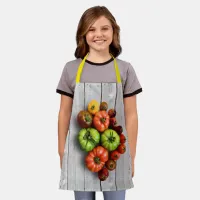 Colorful Striped Tomatoes on Weathered Table Apron