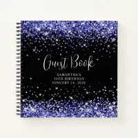 Navy Blue Glitter Black 50th Birthday Guest Notebook