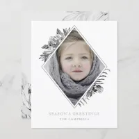 Budget Gray Botanical Elegant Photo Holiday Card