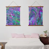 Purple Blue Fluid Art Swirls and Bubbles   Hanging Tapestry