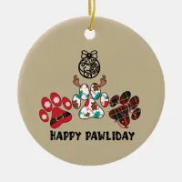 Happy Pawliday - Holiday Ceramic Ornament