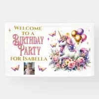 Pink, Purple and Gold Unicorn Welcome Birthday  Banner