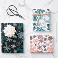 Cute Modern Winter Snowflakes Christmas  Wrapping Paper Sheets