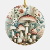 Cottage Core | Vintage Mushrooms and Flowers  Ceramic Ornament