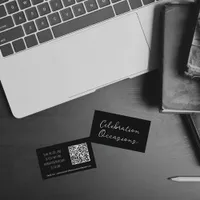 Minimalist Black And White Simple QR Business Card