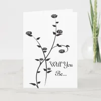 Black and White Roses Will You Be My Bridesmaid Invitation