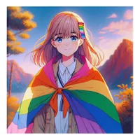 Anime Girl with LGBTQIA+ Cape   Acrylic Print