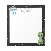 Personalized UFO and Alien on Starry Night Notepad