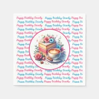 Coffee and Birthday Cake Personalized Napkins