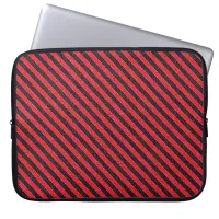 Thin Black and Red Diagonal Stripes Laptop Sleeve