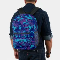 Personalized Dark Blue & Purple Camouflage Printed Backpack