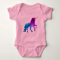 Magical Unicorn Galaxy Abstract Blue Purple Baby Bodysuit