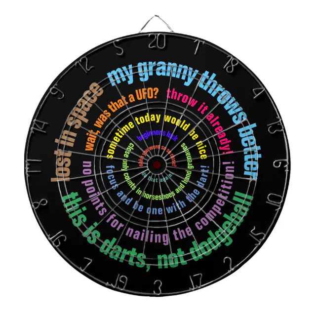 Colorful Funny Insults "Reverse Motivational" Dart Board