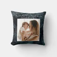 In My Era Our First Christmas Pine Snow Black Throw Pillow