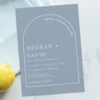 Rustic Dusty Blue Modern Arch Wedding  Invitation