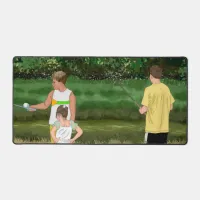 Kids Fishing at the Local Pond Desk Mat