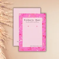 Trendy Neon Pink Terrazzo Earring Display  Business Card