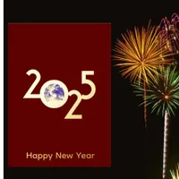 Earth in 2025 minimalist design new years cards