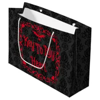 Goth Valentine Key To My Heart Red Large Gift Bag